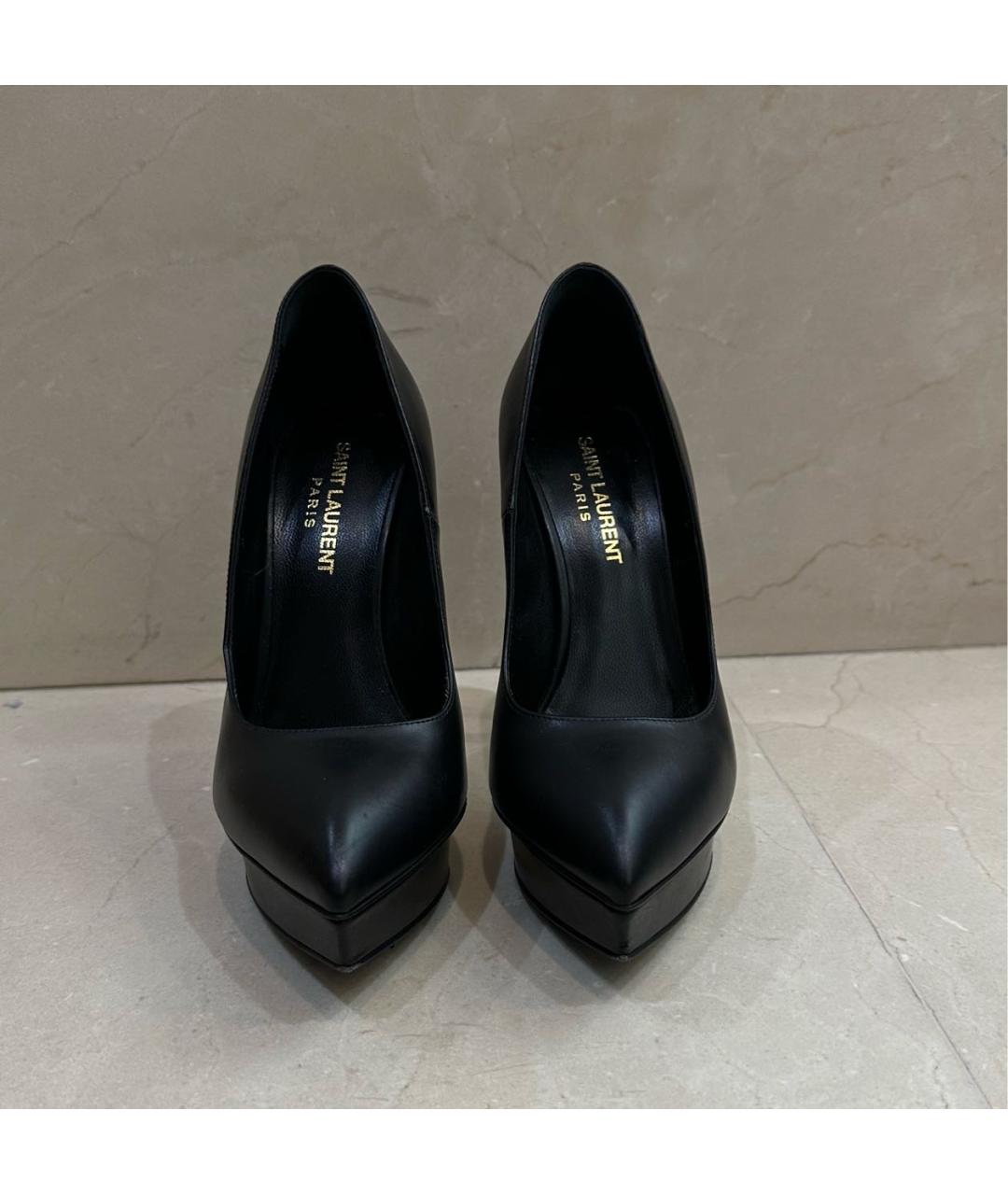 SAINT LAURENT Черные кожаные туфли, фото 2