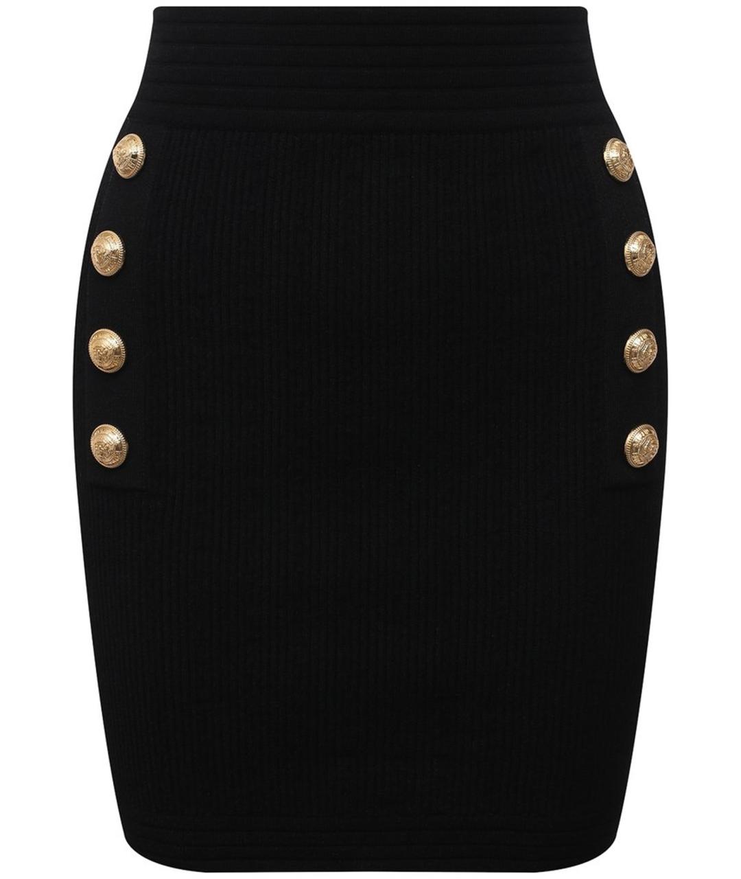 BALMAIN Черная шерстяная юбка миди, фото 1