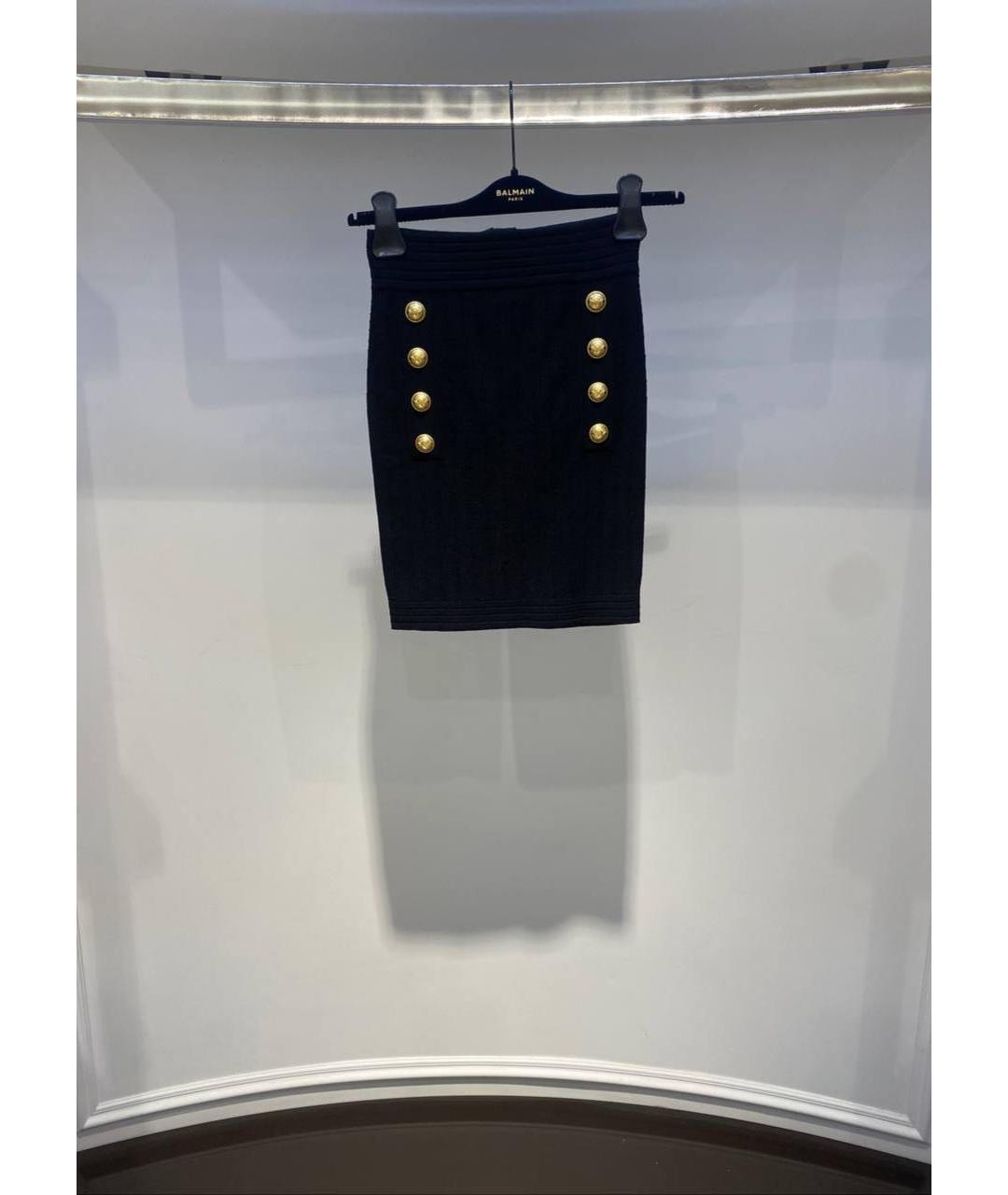 BALMAIN Черная шерстяная юбка миди, фото 3