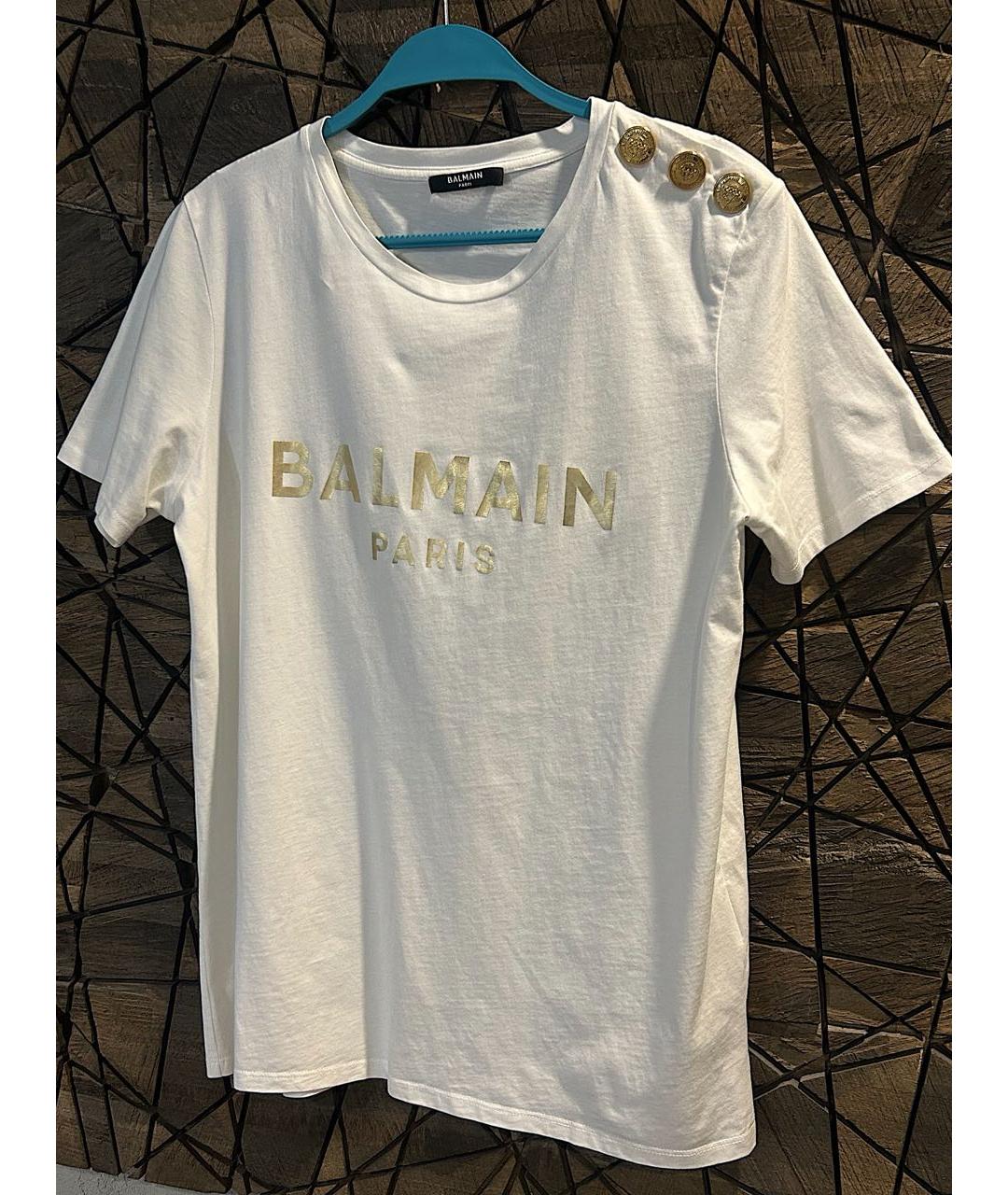 BALMAIN Белая хлопковая футболка, фото 6