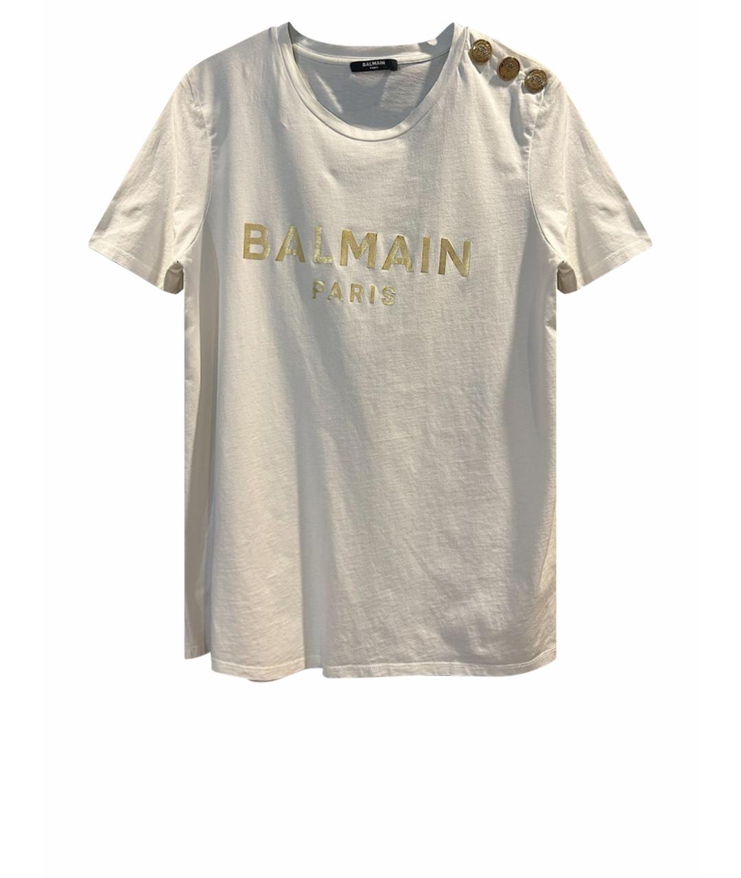 BALMAIN Белая хлопковая футболка, фото 1