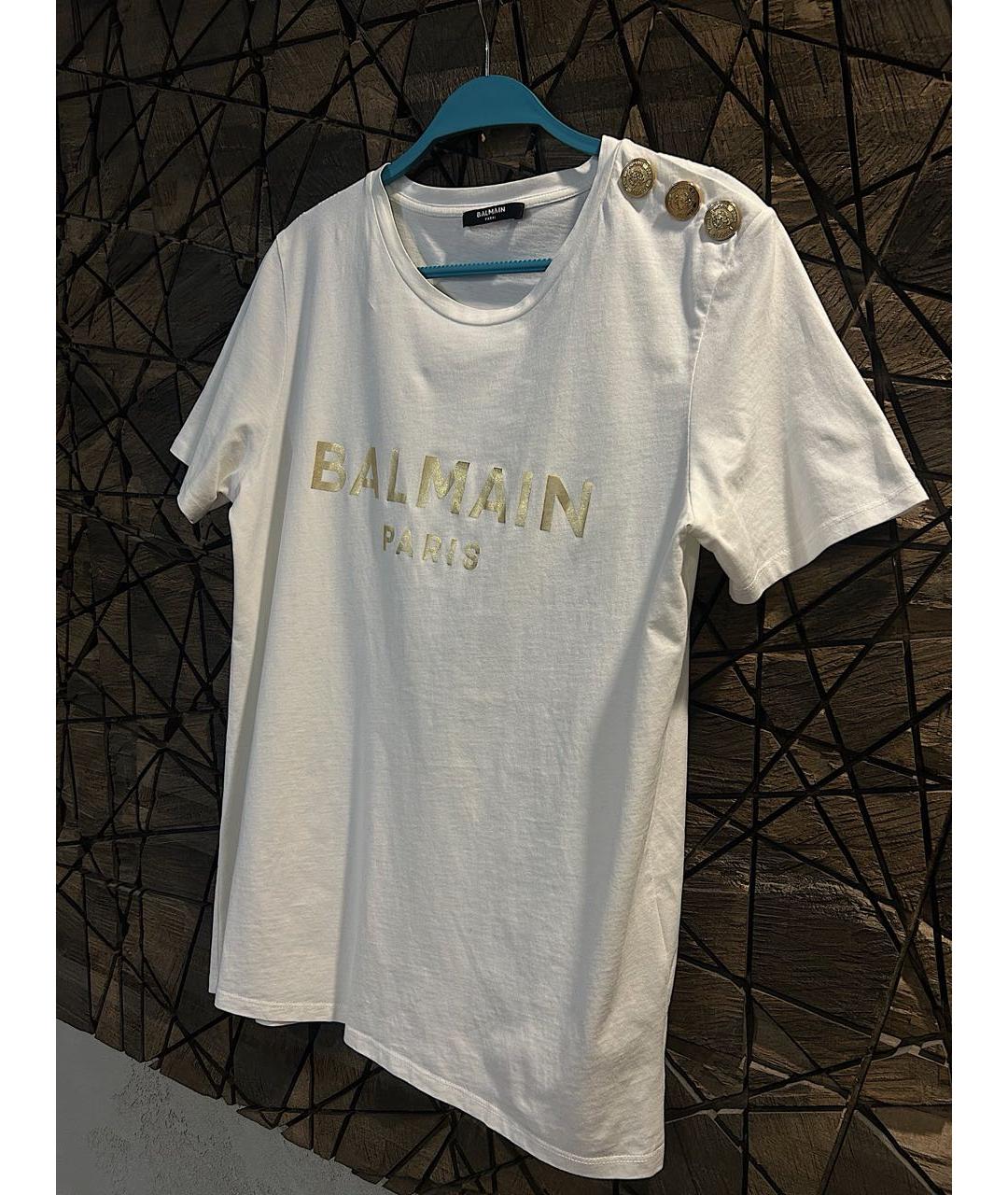 BALMAIN Белая хлопковая футболка, фото 7