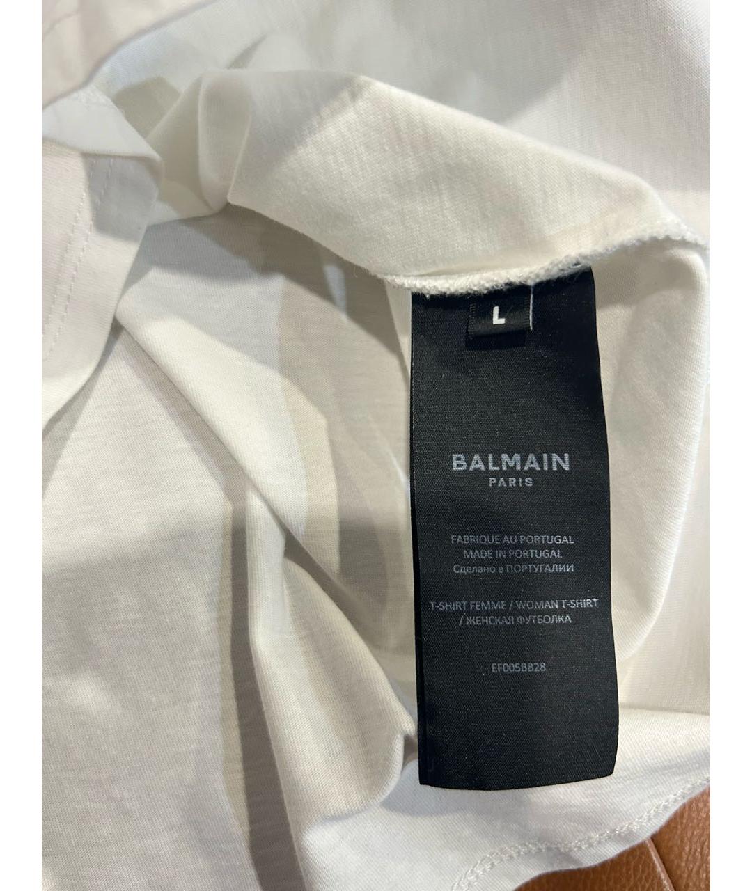 BALMAIN Белая хлопковая футболка, фото 5