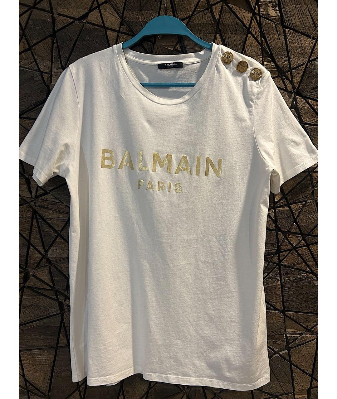 BALMAIN Белая хлопковая футболка, фото 8