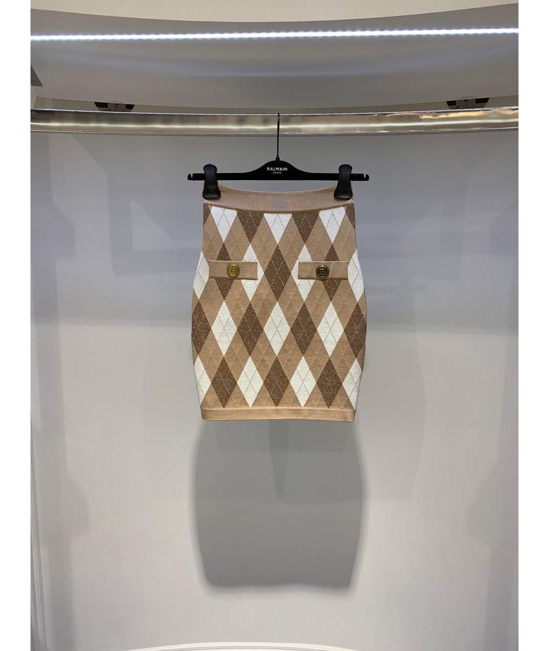 BALMAIN Бежевая юбка миди, фото 3