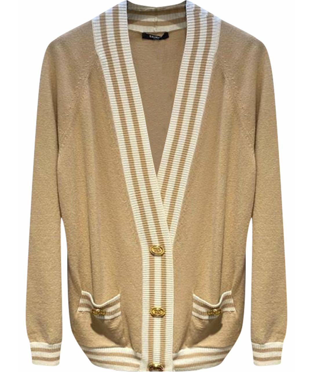 BALMAIN Бежевый шерстяной кардиган, фото 1