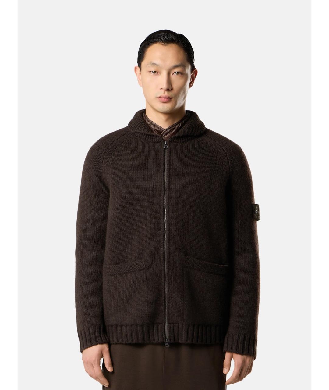 STONE ISLAND Коричневая кашемировая куртка, фото 4