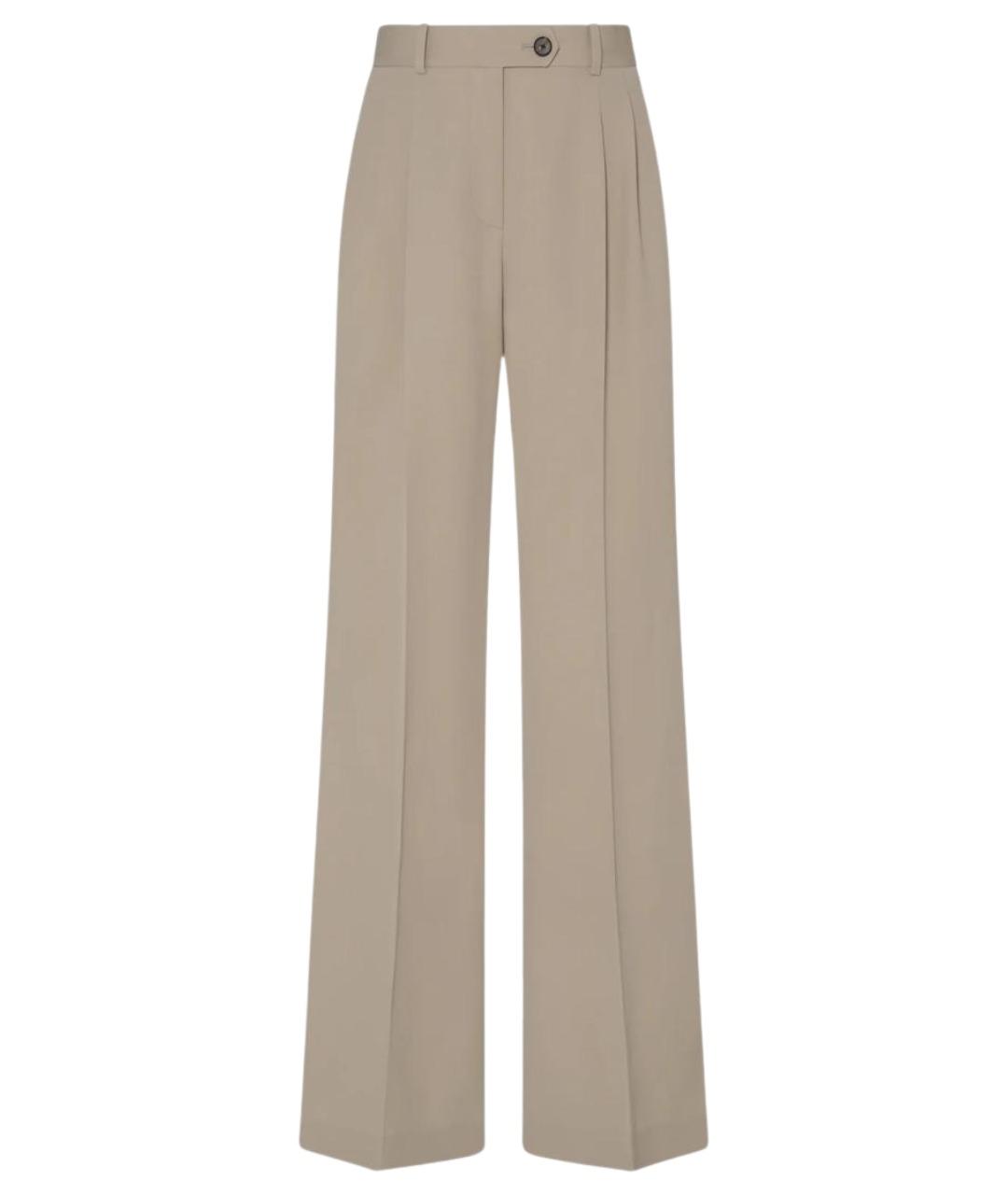 THE ROW Бежевые шерстяные прямые брюки, фото 1