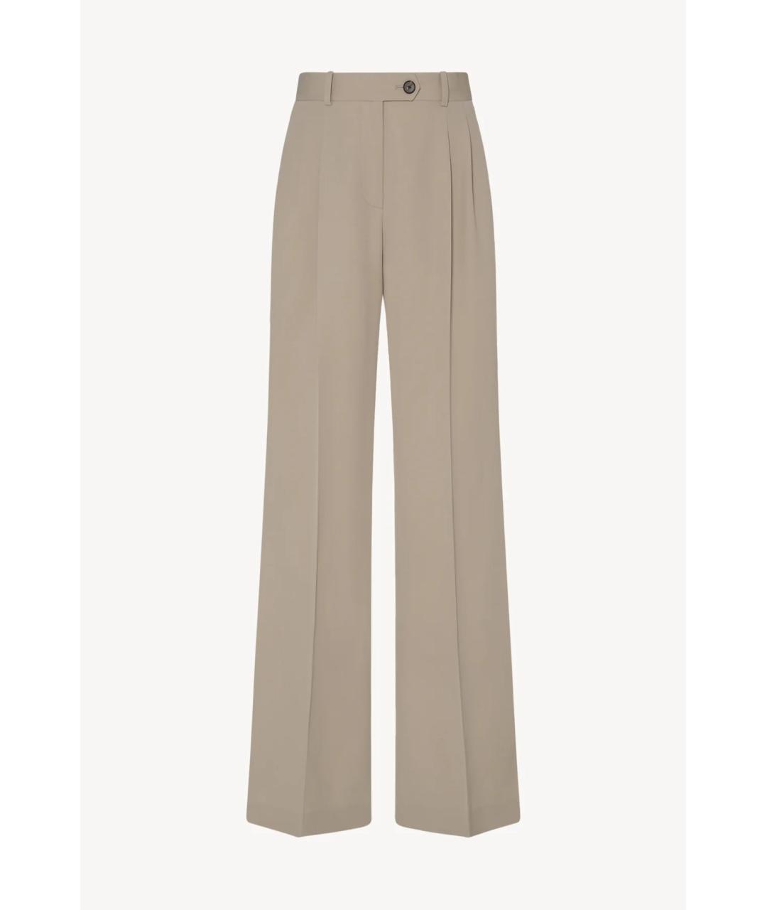 THE ROW Бежевые шерстяные прямые брюки, фото 3