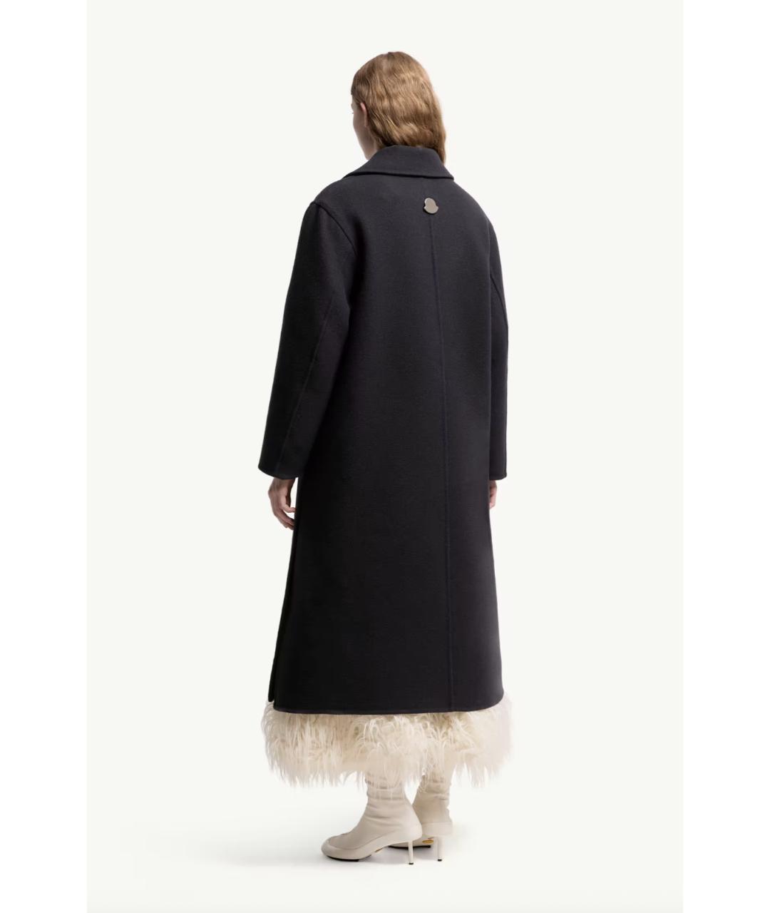 MONCLER Темно-синее шерстяное пальто, фото 3