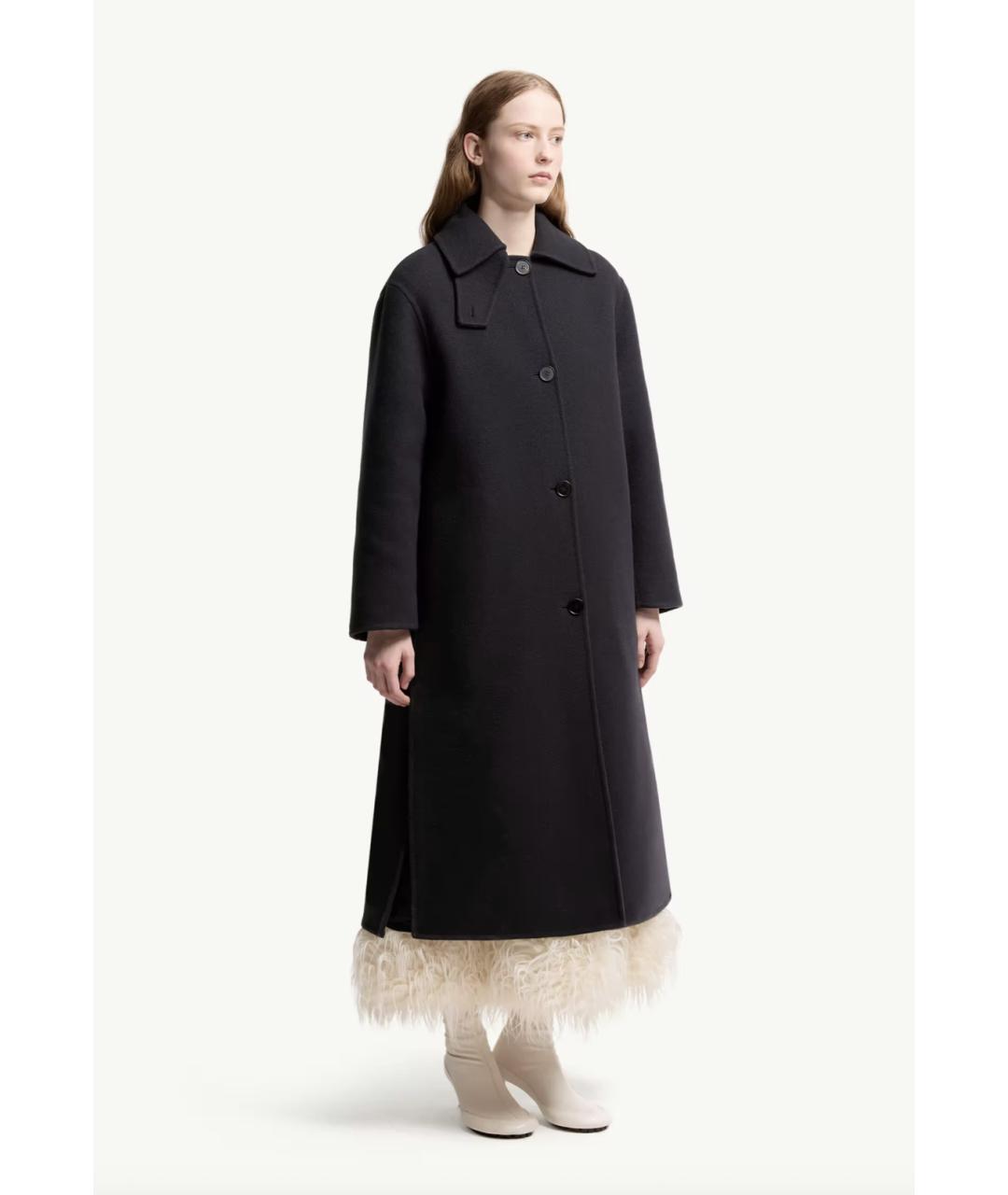 MONCLER Темно-синее шерстяное пальто, фото 2