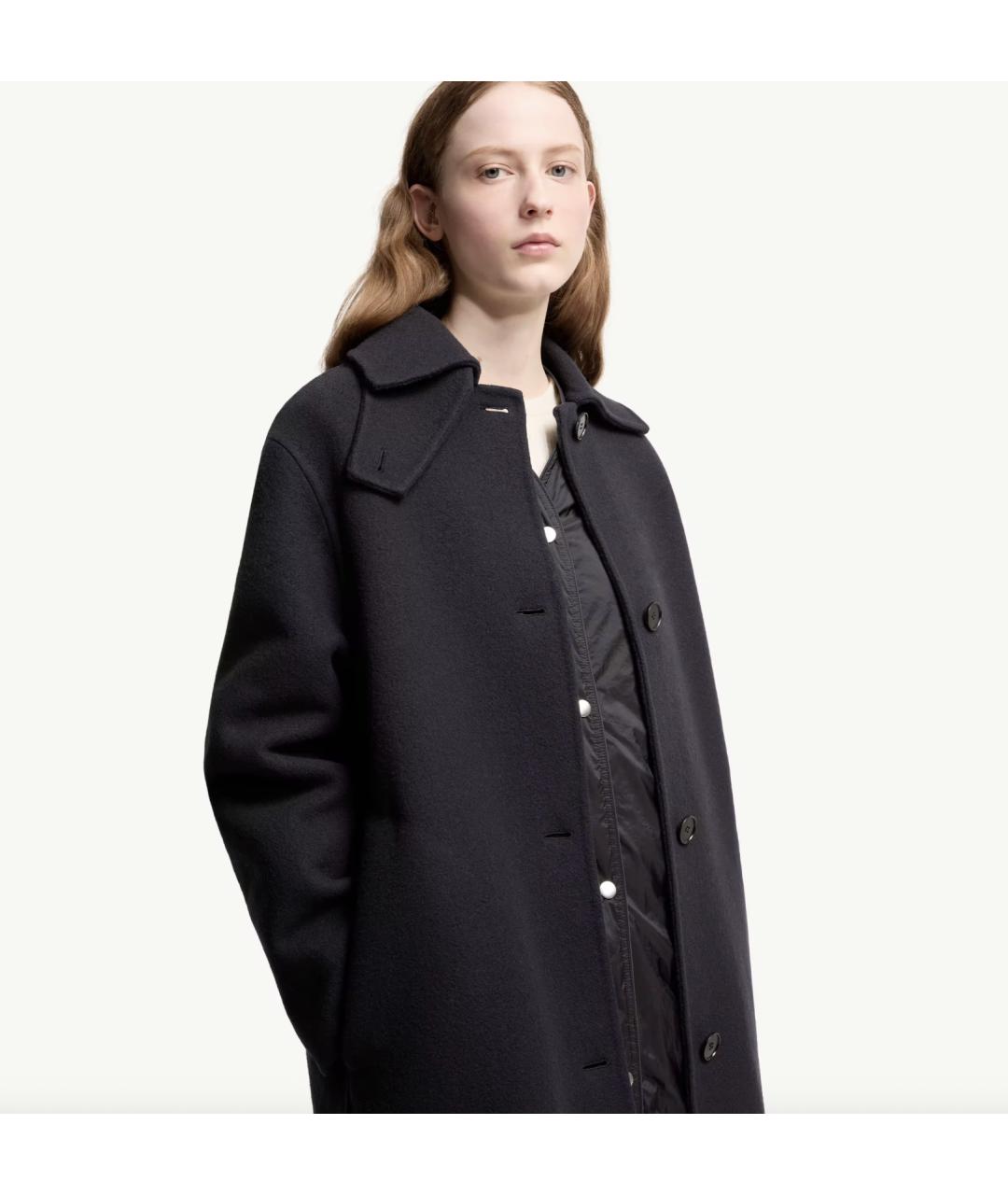 MONCLER Темно-синее шерстяное пальто, фото 5