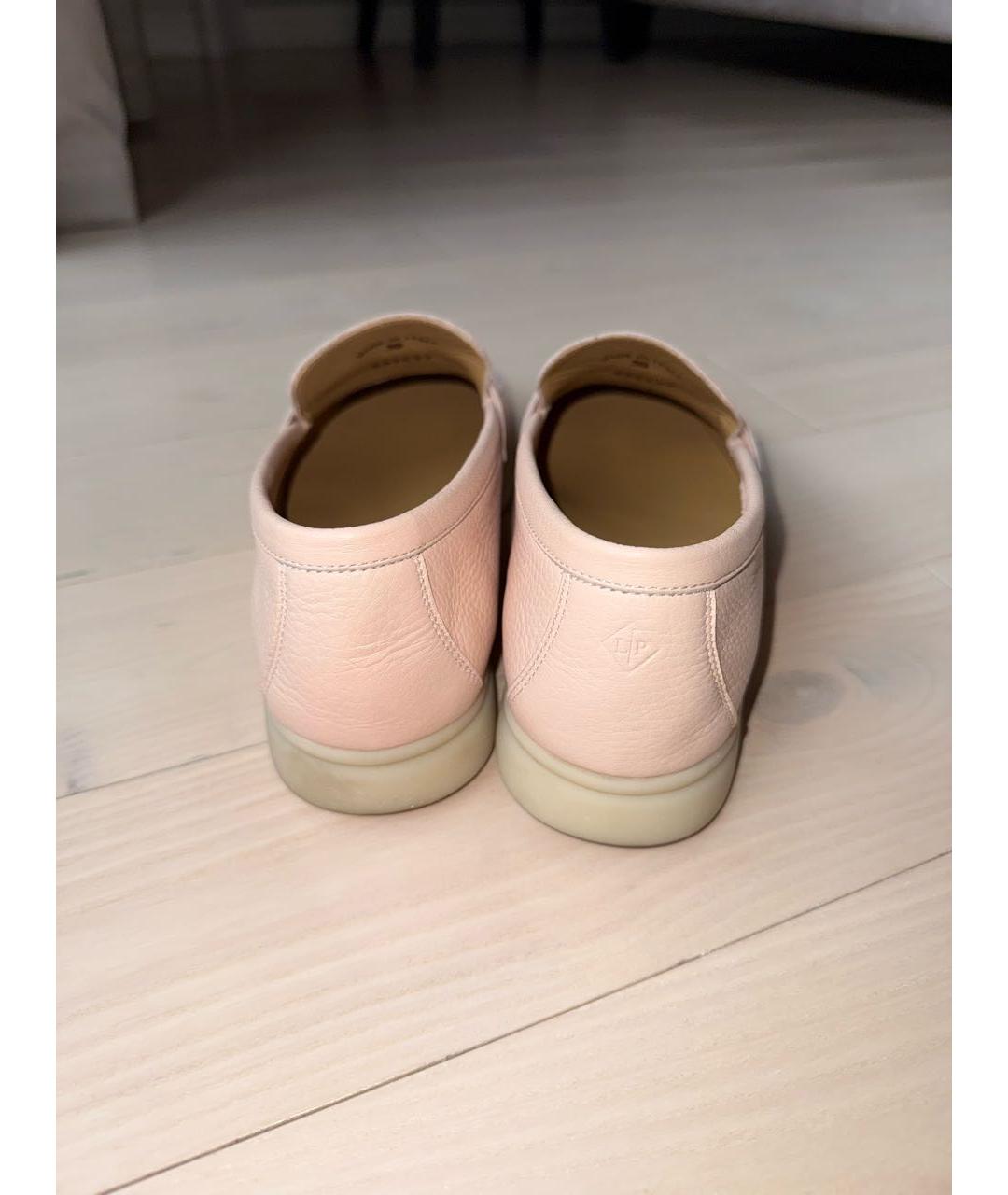 LORO PIANA Розовые кожаные лоферы, фото 4