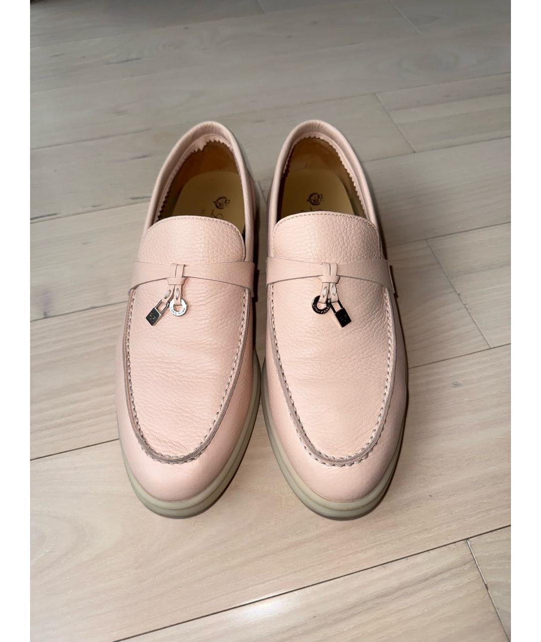 LORO PIANA Розовые кожаные лоферы, фото 2