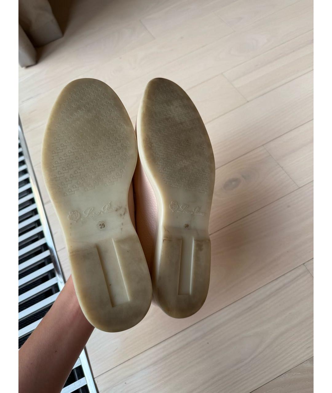 LORO PIANA Розовые кожаные лоферы, фото 6