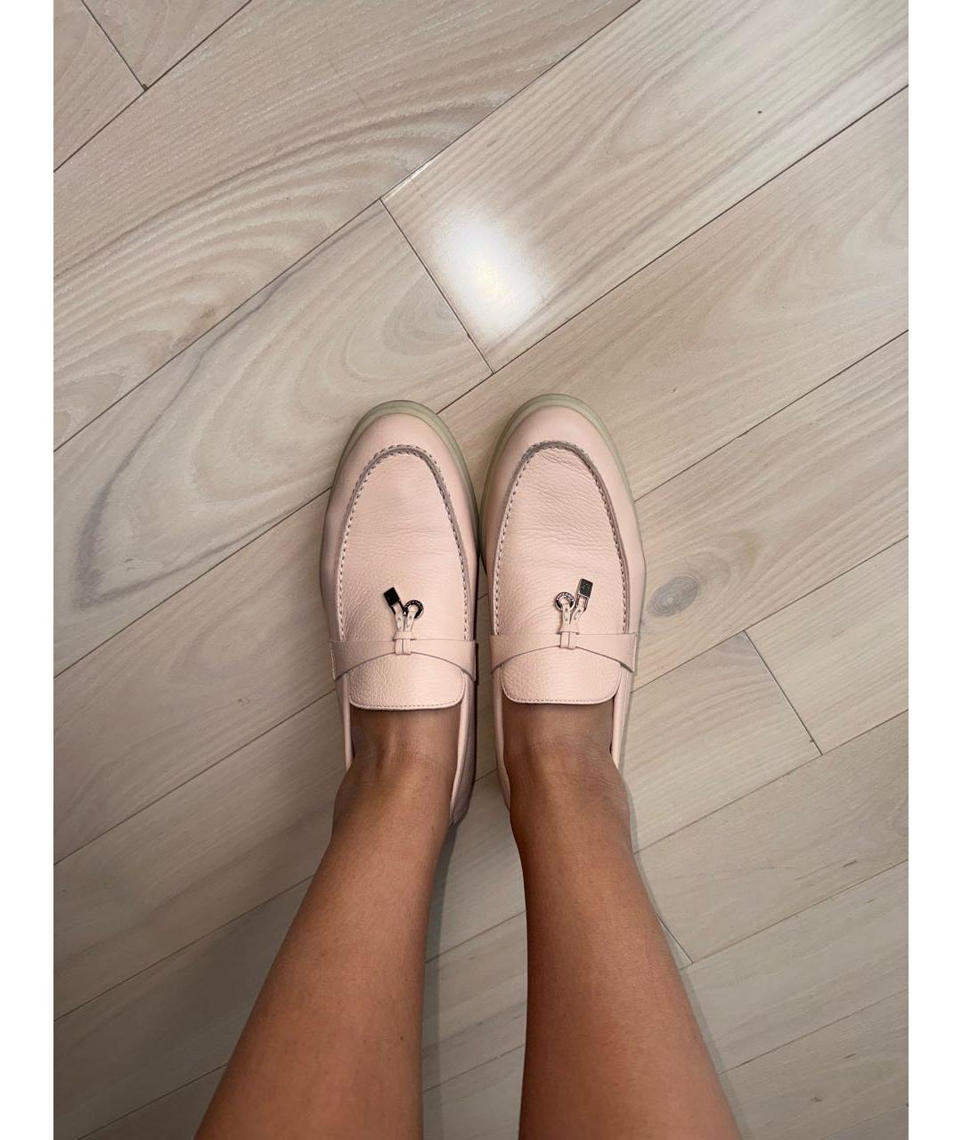 LORO PIANA Розовые кожаные лоферы, фото 7