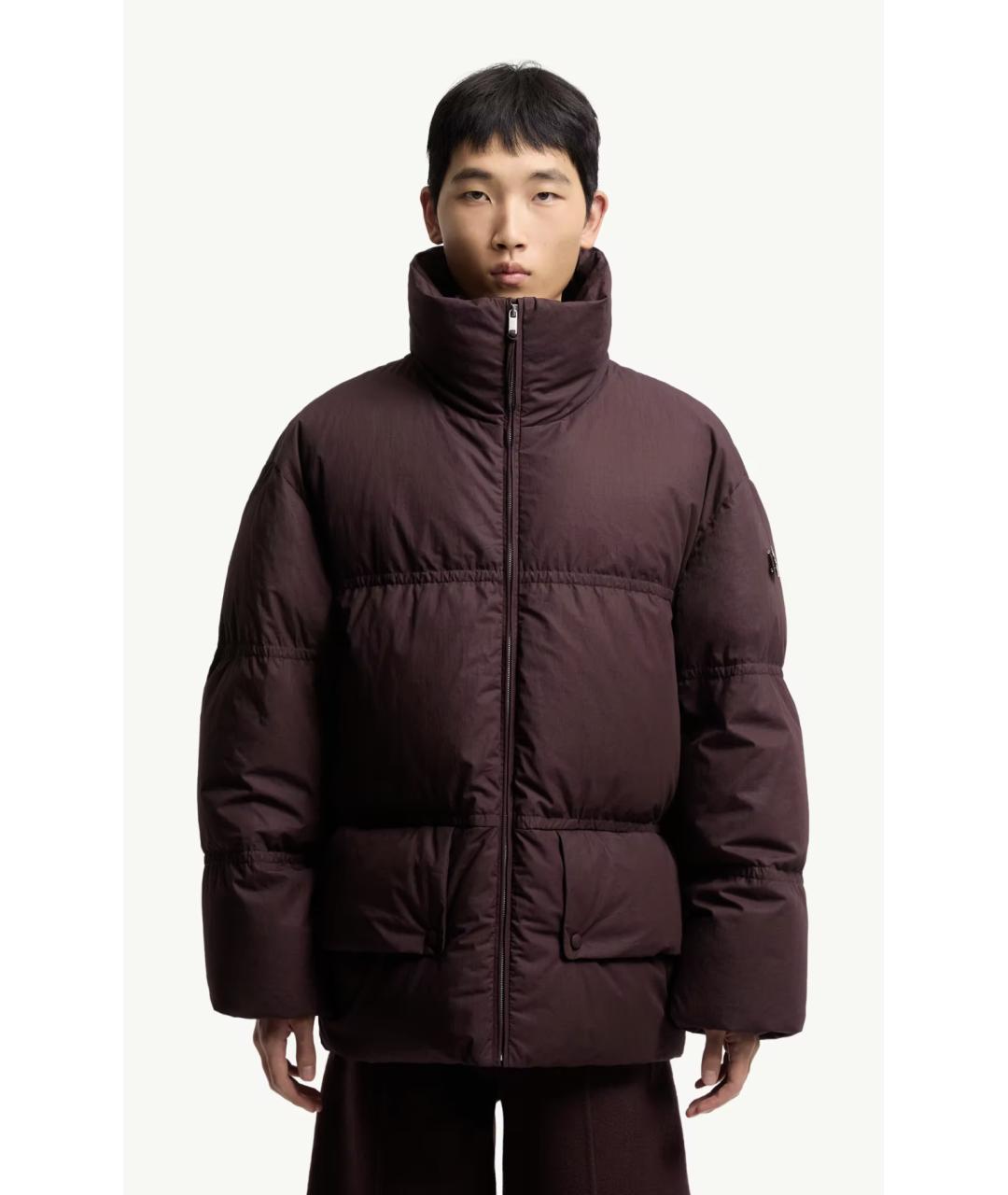 MONCLER Коричневый хлопковый пуховик, фото 3