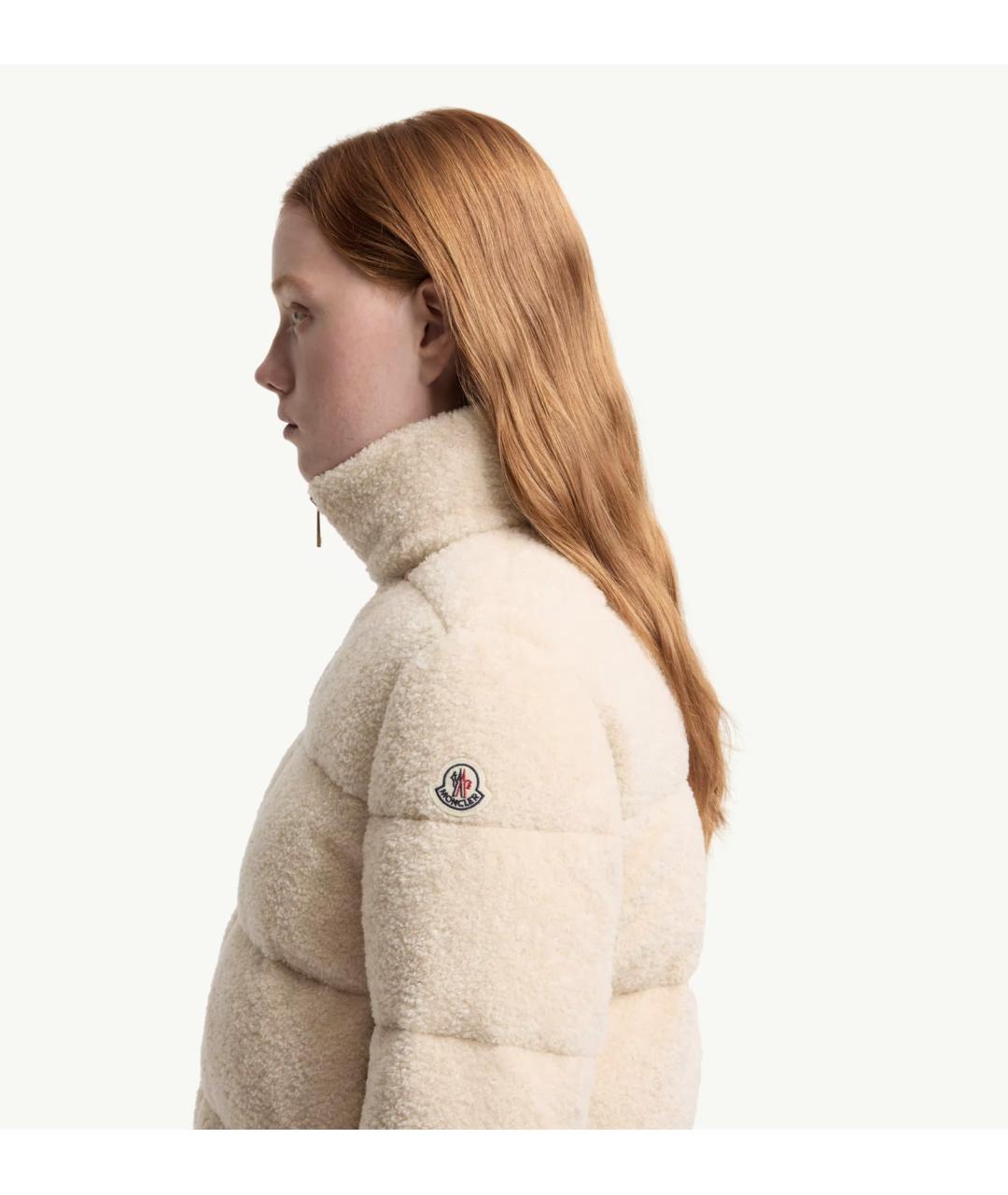 MONCLER Бежевый полиамидовый пуховик, фото 2