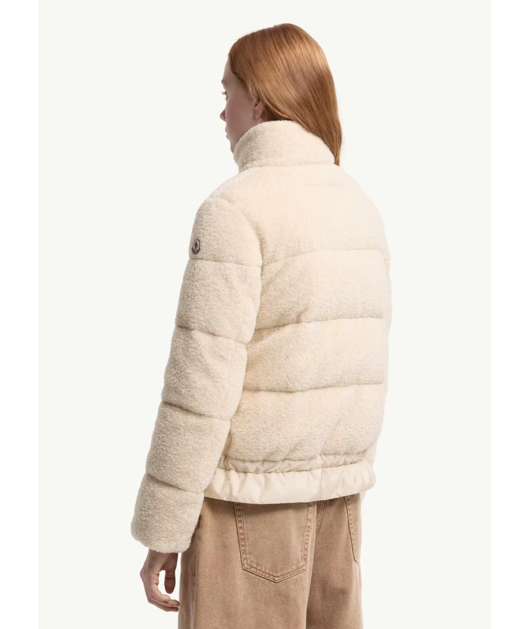 MONCLER Бежевый полиамидовый пуховик, фото 4