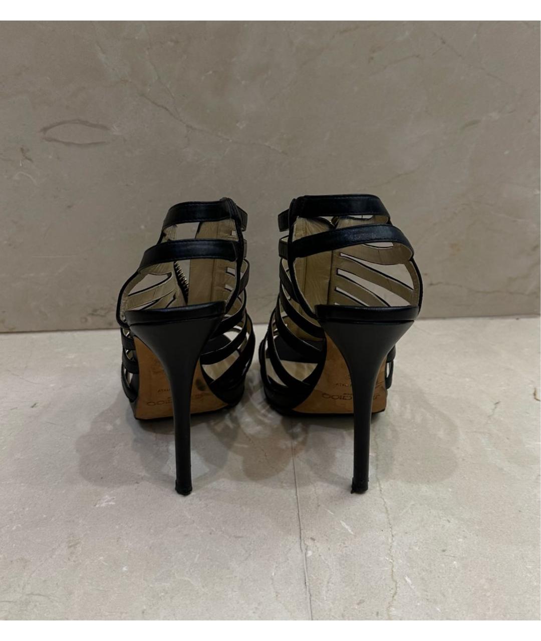 JIMMY CHOO Черные кожаные босоножки, фото 4