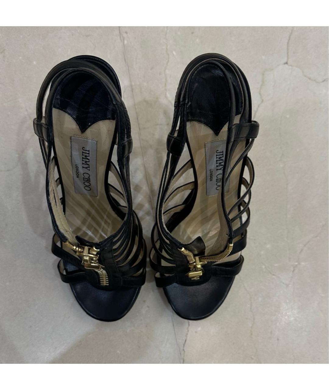 JIMMY CHOO Черные кожаные босоножки, фото 2