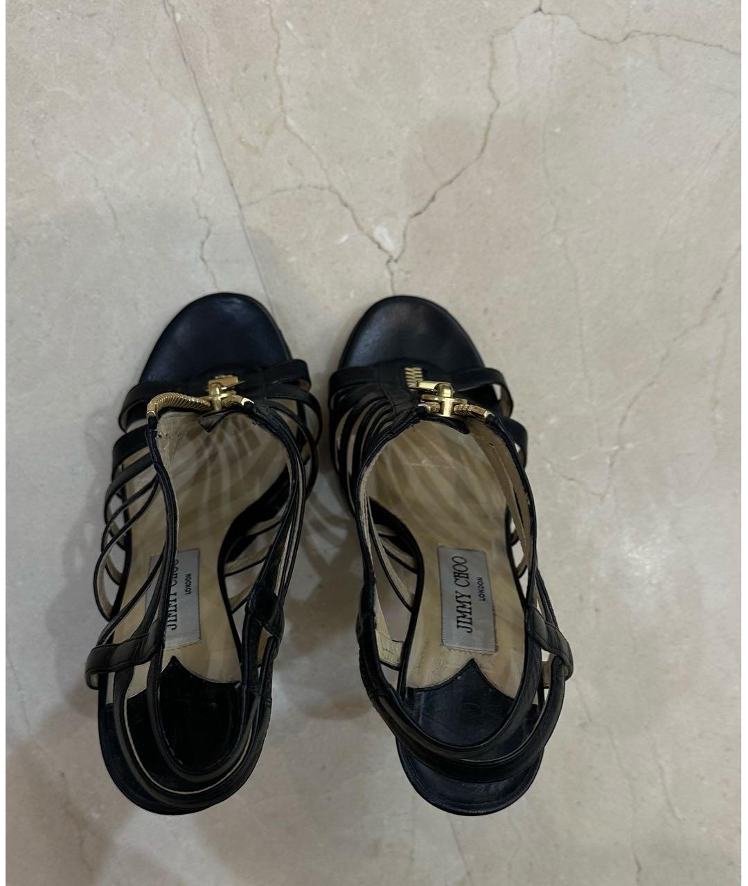 JIMMY CHOO Черные кожаные босоножки, фото 3