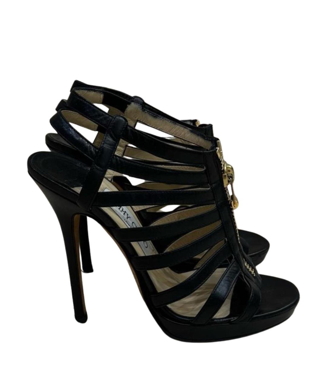 JIMMY CHOO Черные кожаные босоножки, фото 1