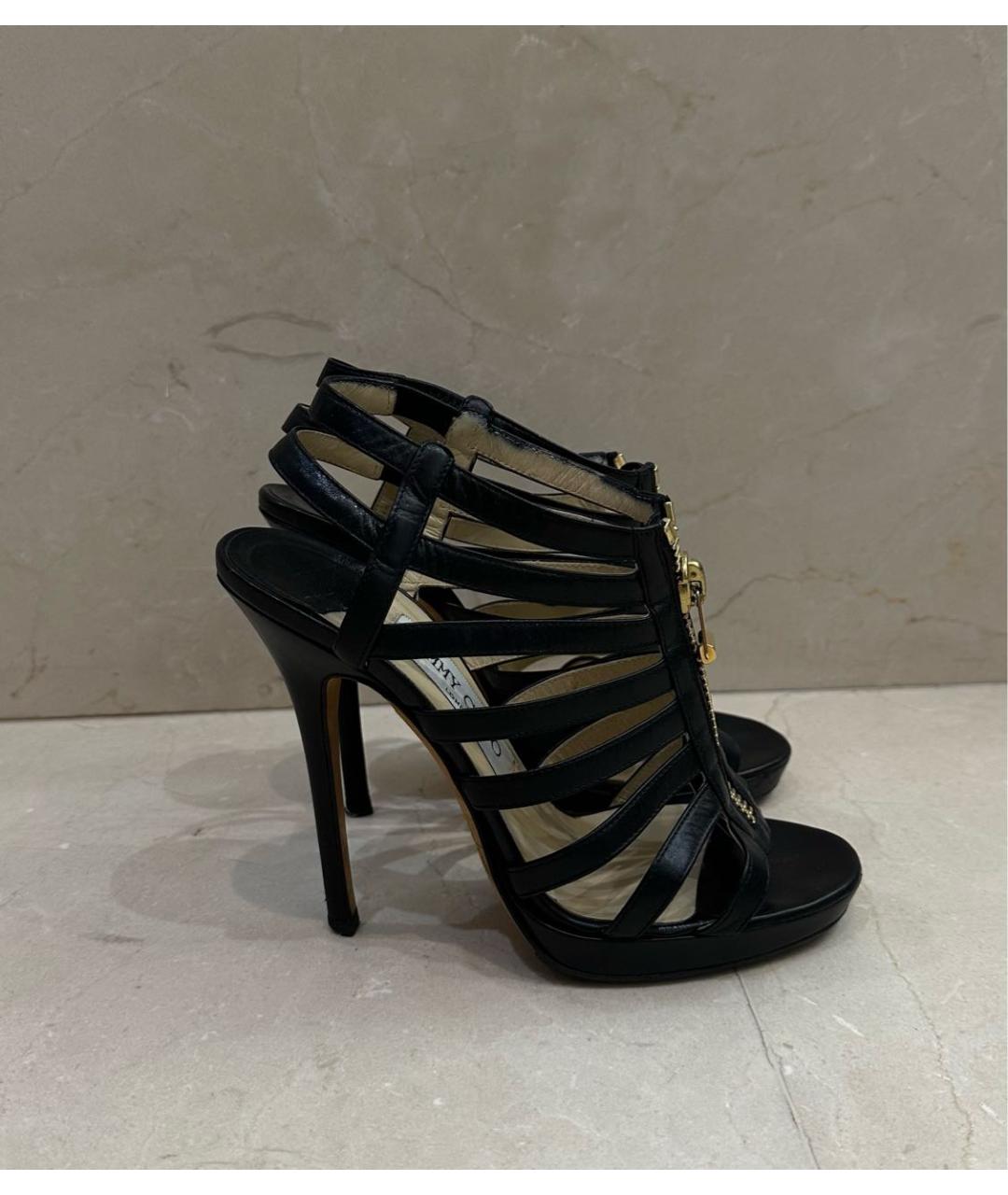 JIMMY CHOO Черные кожаные босоножки, фото 6