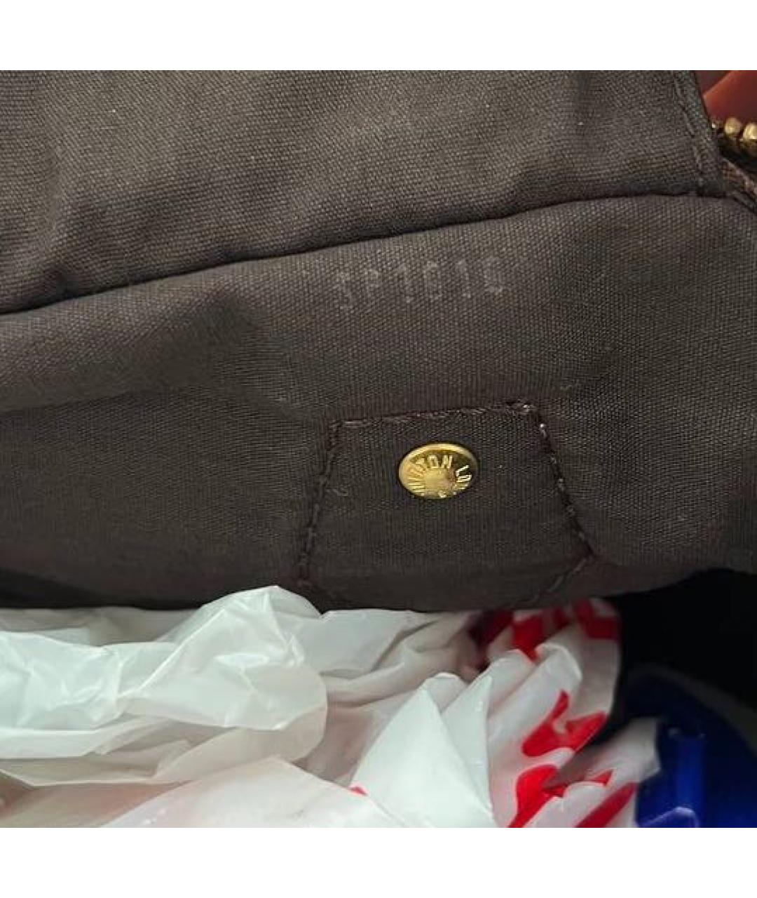 LOUIS VUITTON Коричневая кожаная сумка с короткими ручками, фото 3