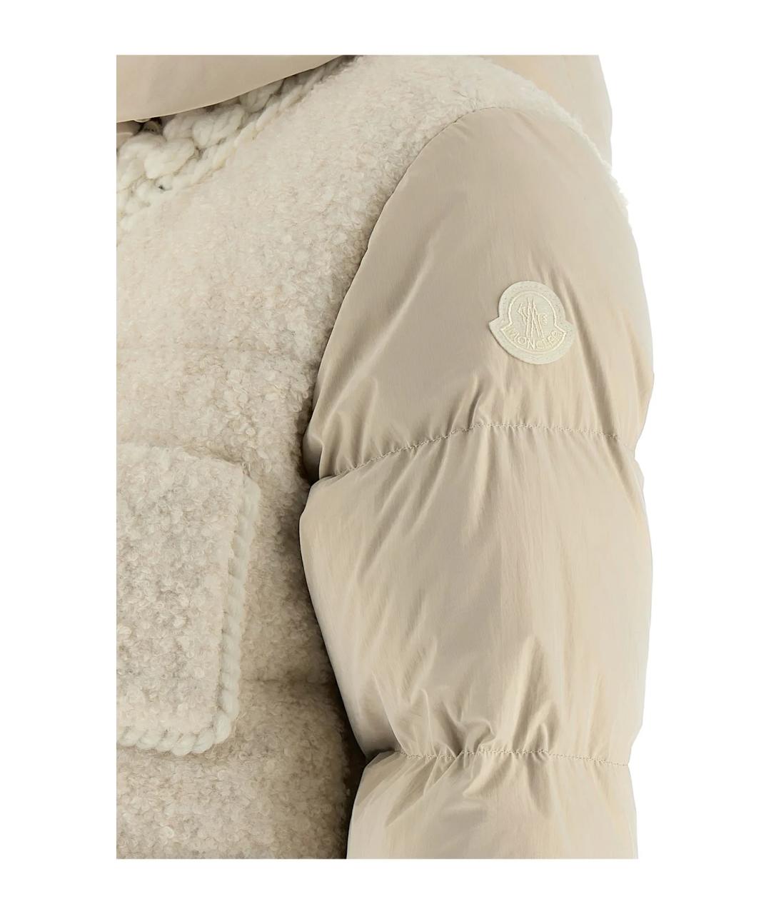 MONCLER Бежевый полиамидовый пуховик, фото 3