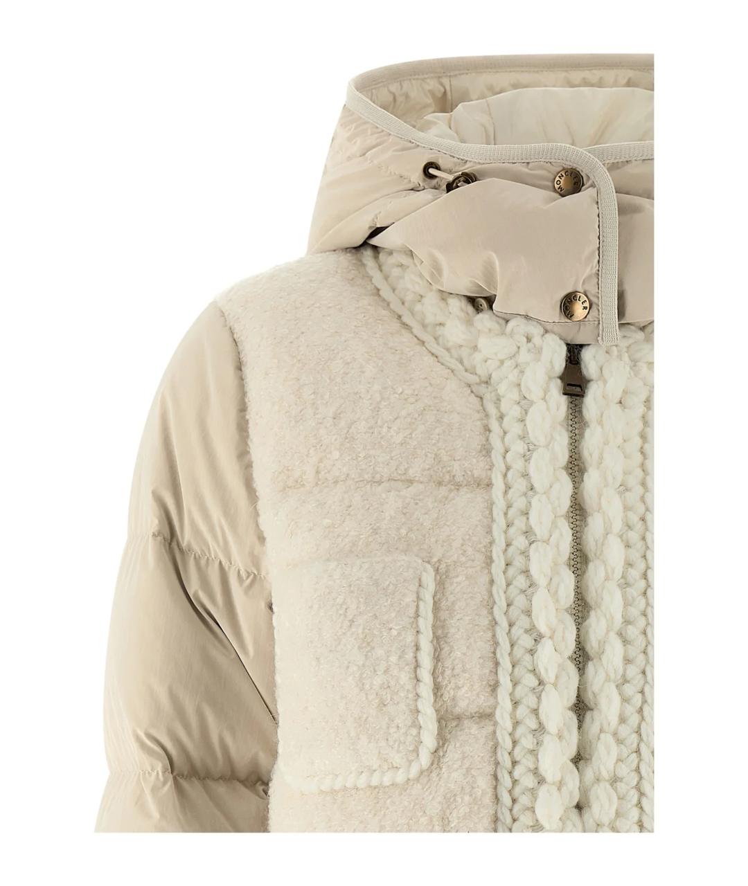 MONCLER Бежевый полиамидовый пуховик, фото 2