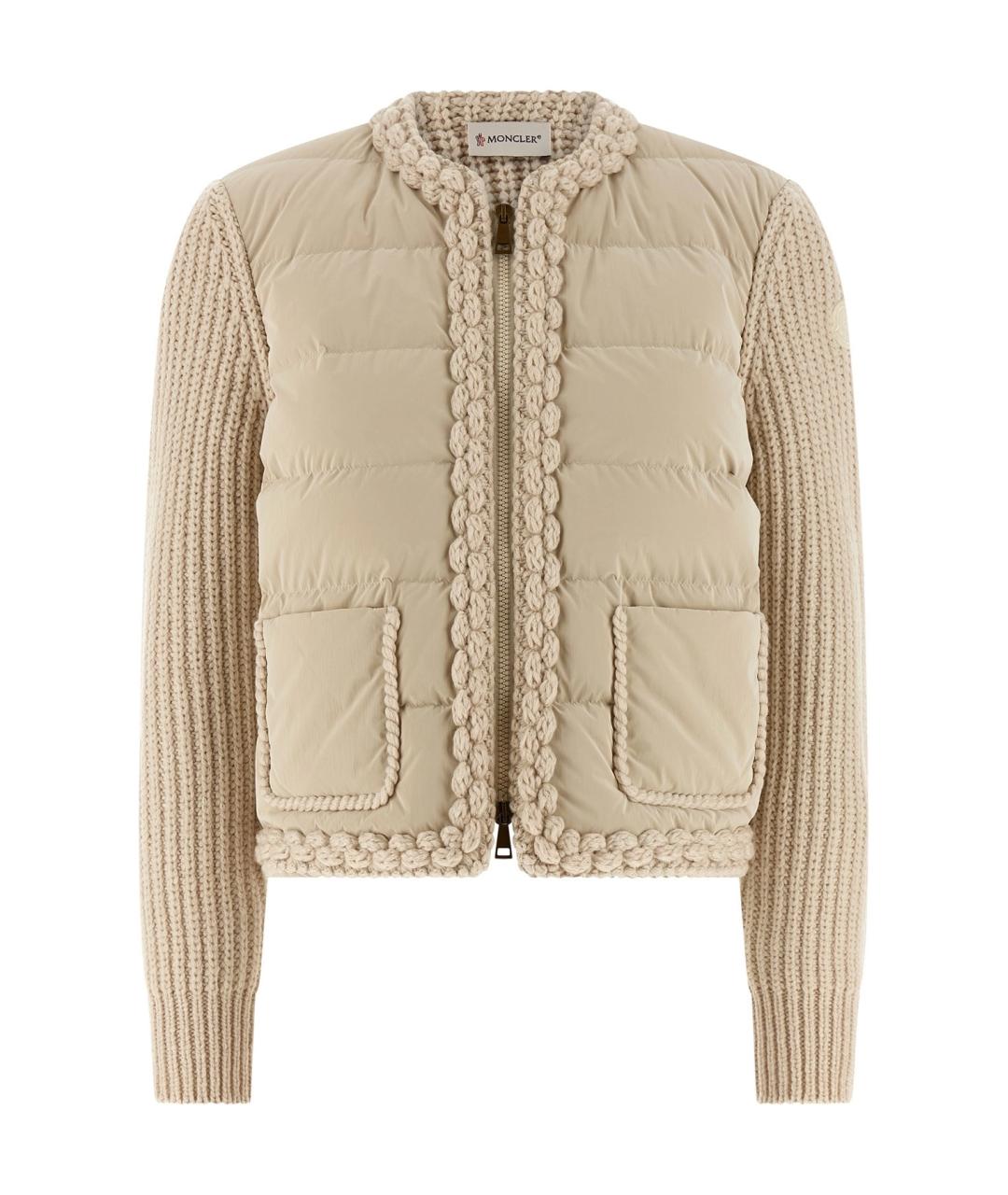 MONCLER Бежевый полиамидовый кардиган, фото 1
