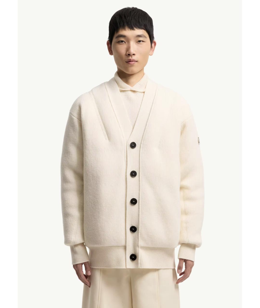 MONCLER Бежевый шерстяной кардиган, фото 4