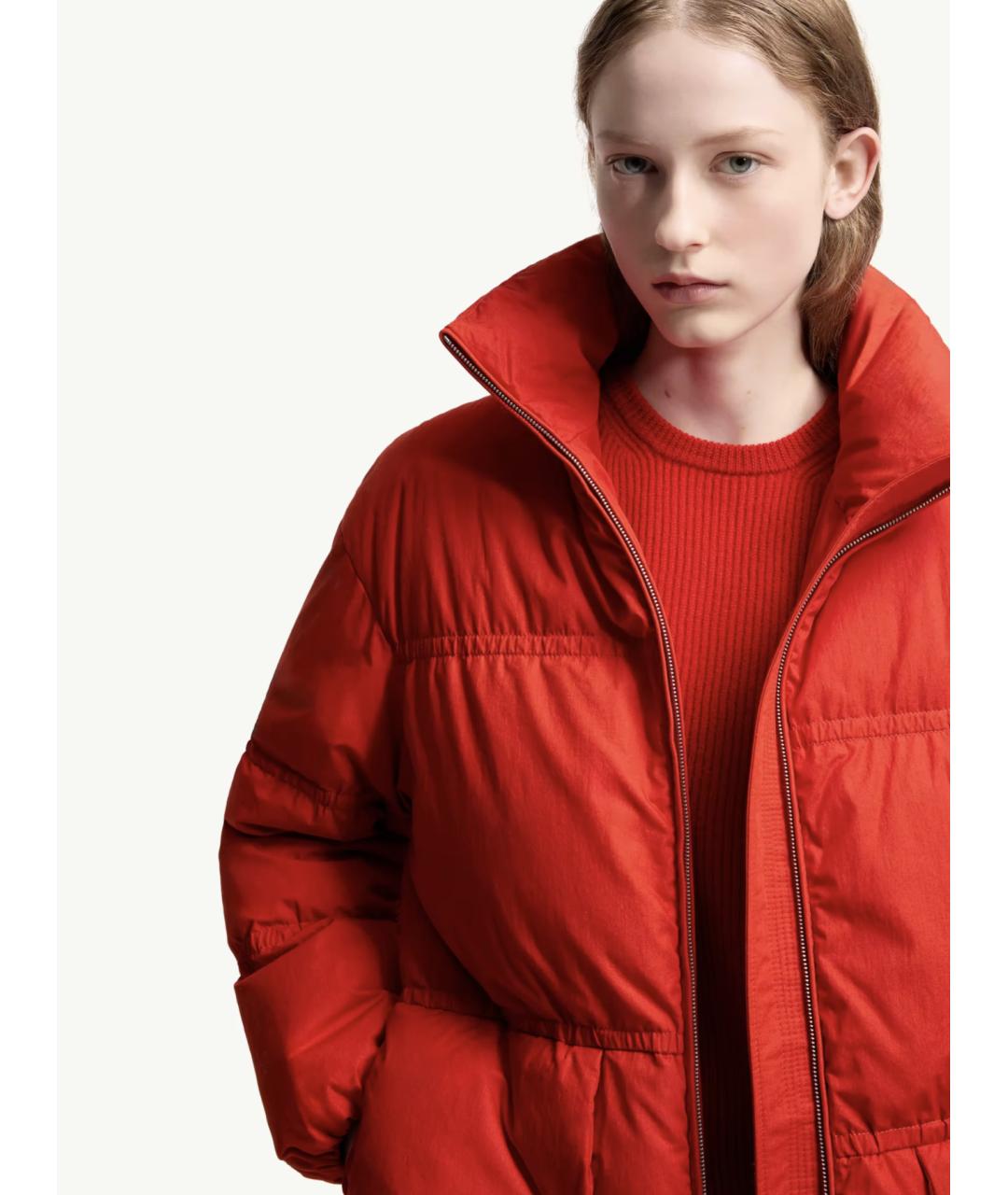 MONCLER Красный хлопковый пуховик, фото 5