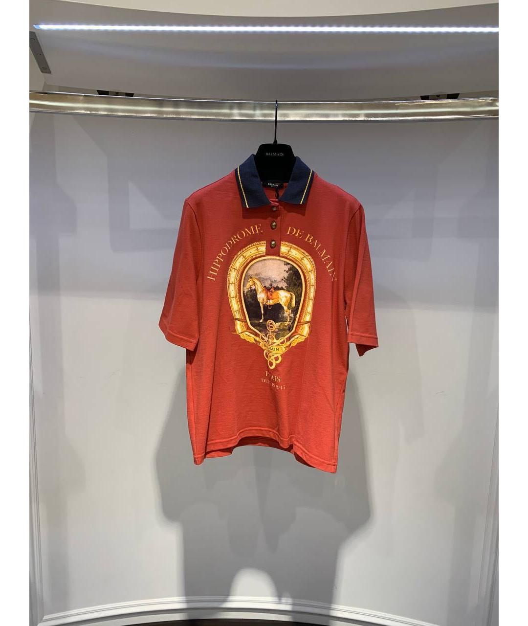 BALMAIN Оранжевая хлопковая футболка, фото 3