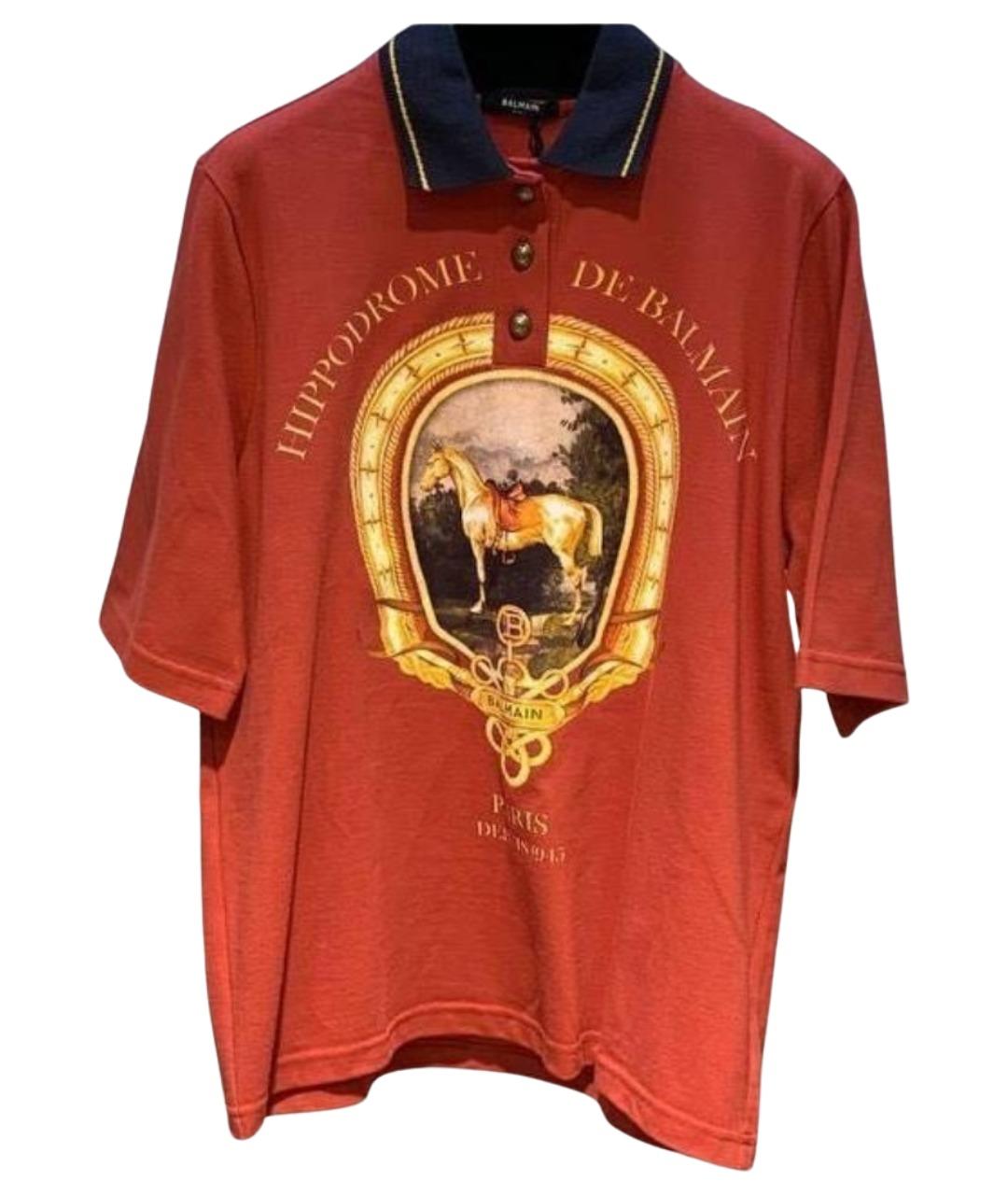 BALMAIN Оранжевая хлопковая футболка, фото 1