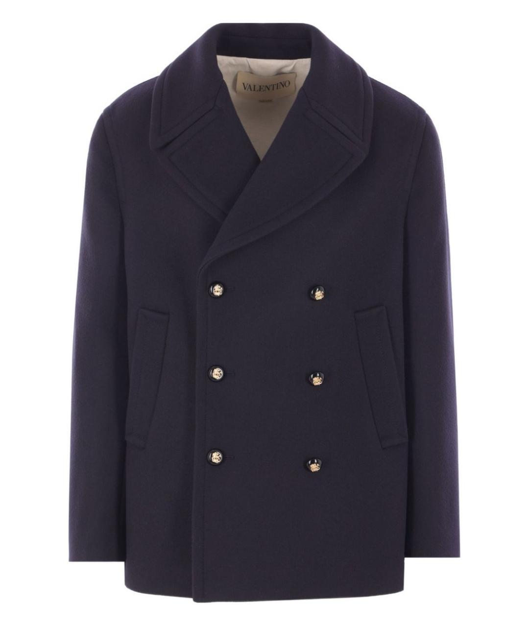 VALENTINO Темно-синее шерстяное пальто, фото 1