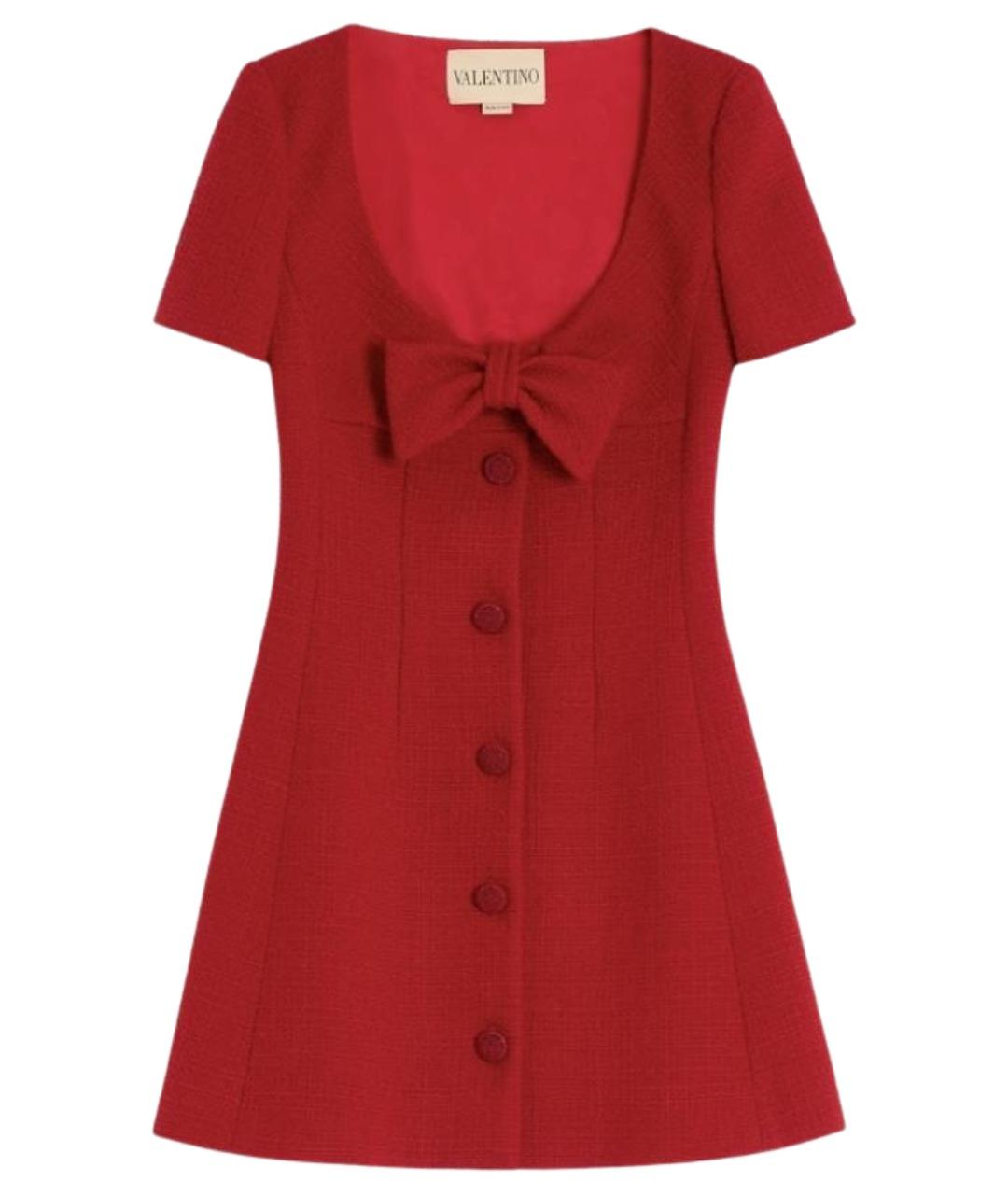 VALENTINO Красное шерстяное повседневное платье, фото 1