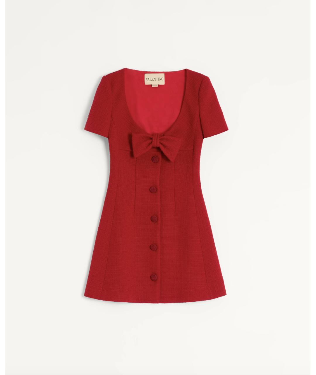 VALENTINO Красное шерстяное повседневное платье, фото 4