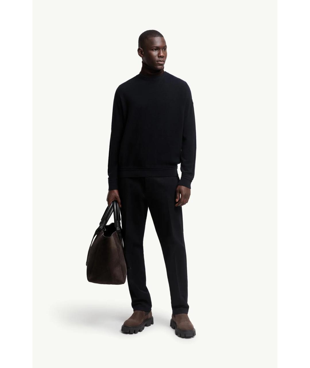 MONCLER Темно-синий шерстяной джемпер / свитер, фото 2