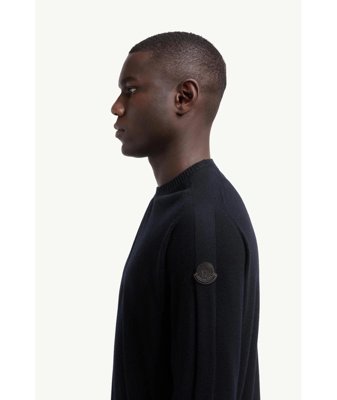 MONCLER Темно-синий шерстяной джемпер / свитер, фото 3