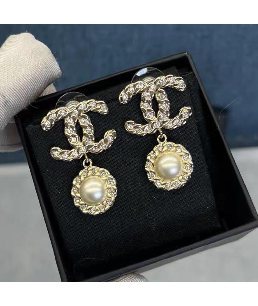 CHANEL Золотые металлические серьги, фото 6