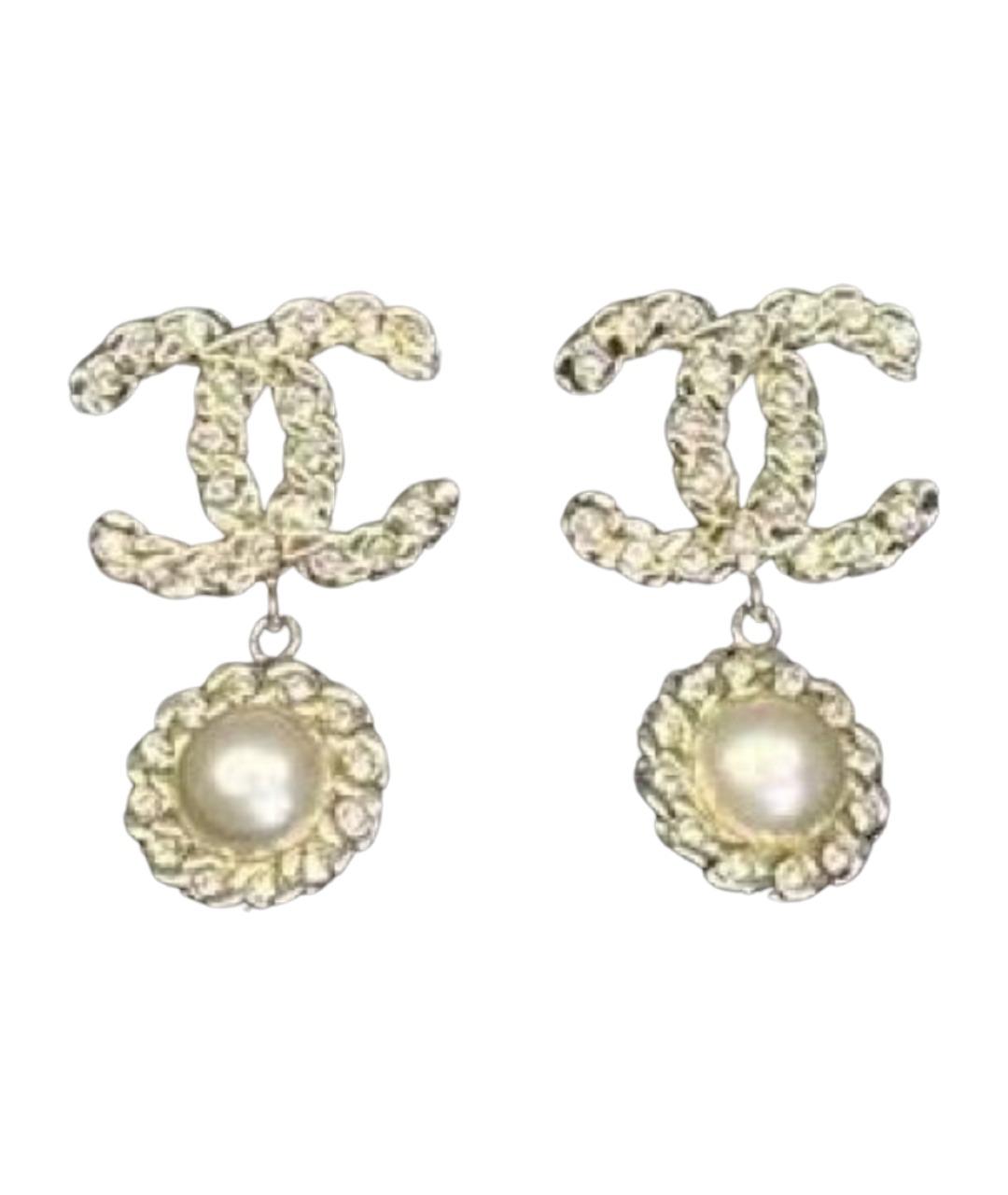 CHANEL Золотые металлические серьги, фото 1