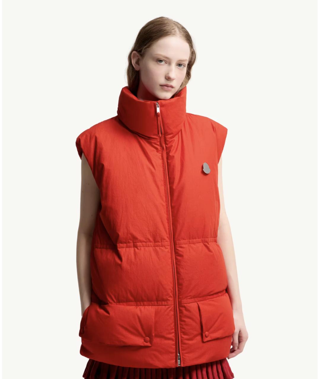 MONCLER Красный хлопковый жилет, фото 4