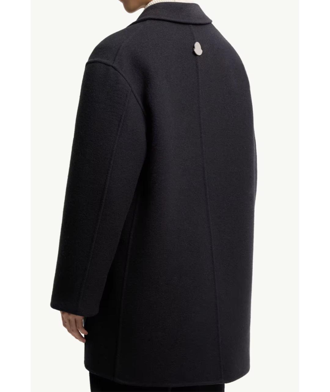 MONCLER Темно-синее шерстяное пальто, фото 5