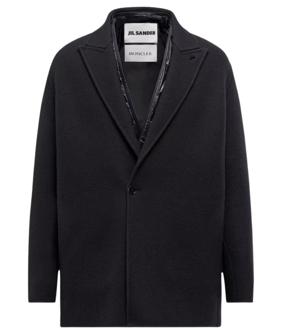 MONCLER Темно-синее шерстяное пальто, фото 1