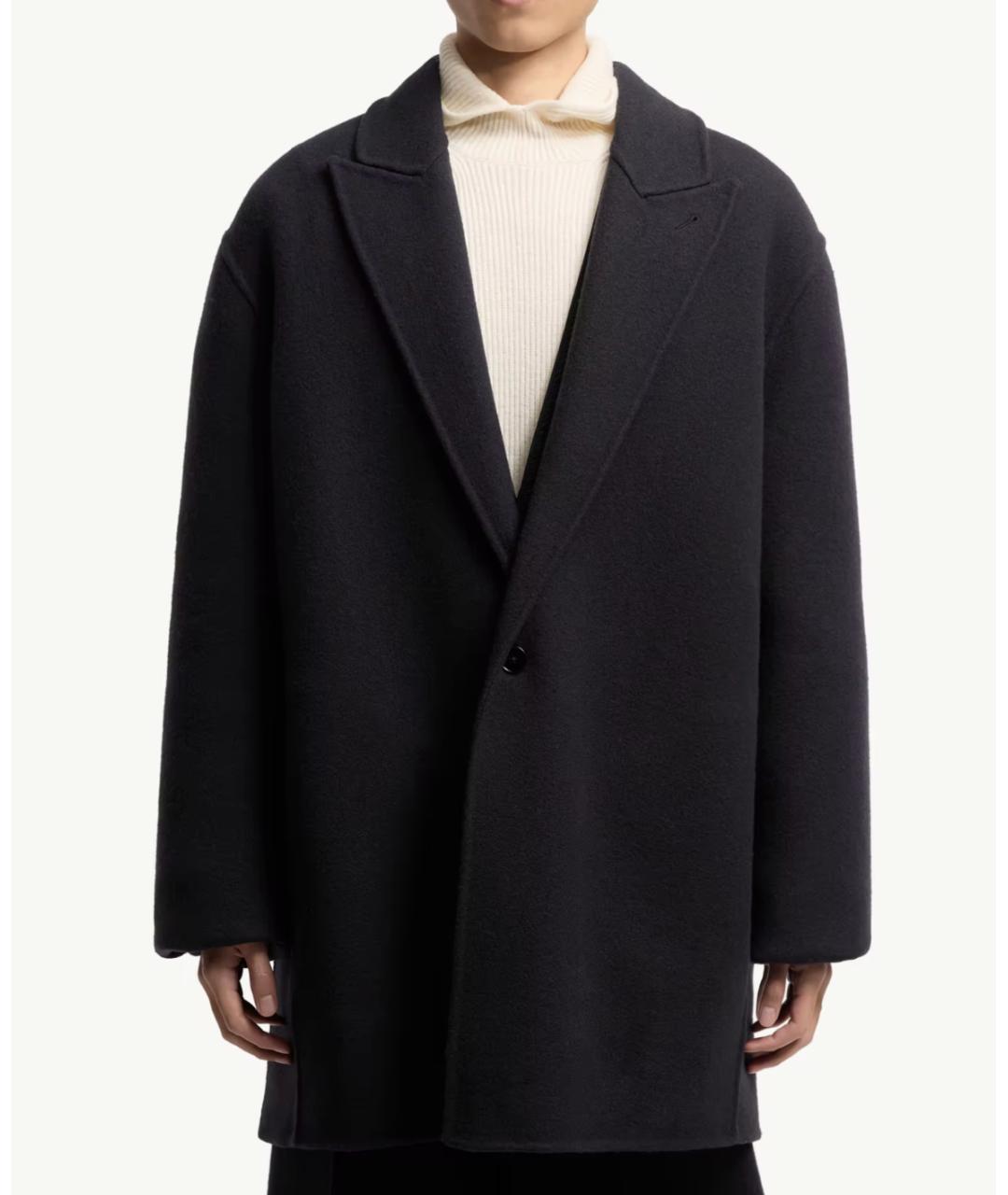 MONCLER Темно-синее шерстяное пальто, фото 3