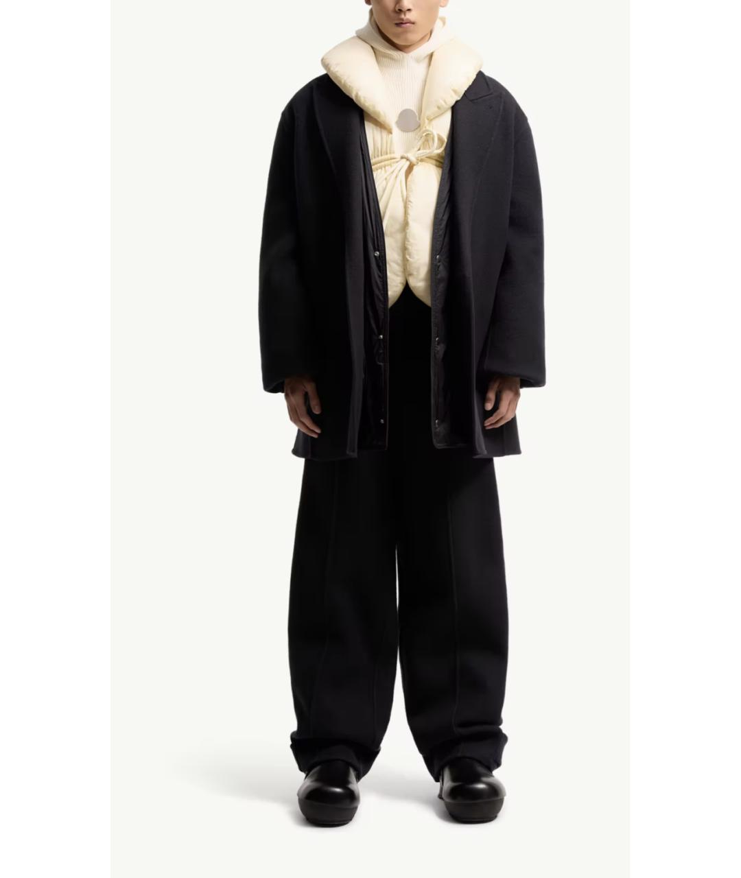 MONCLER Темно-синее шерстяное пальто, фото 2