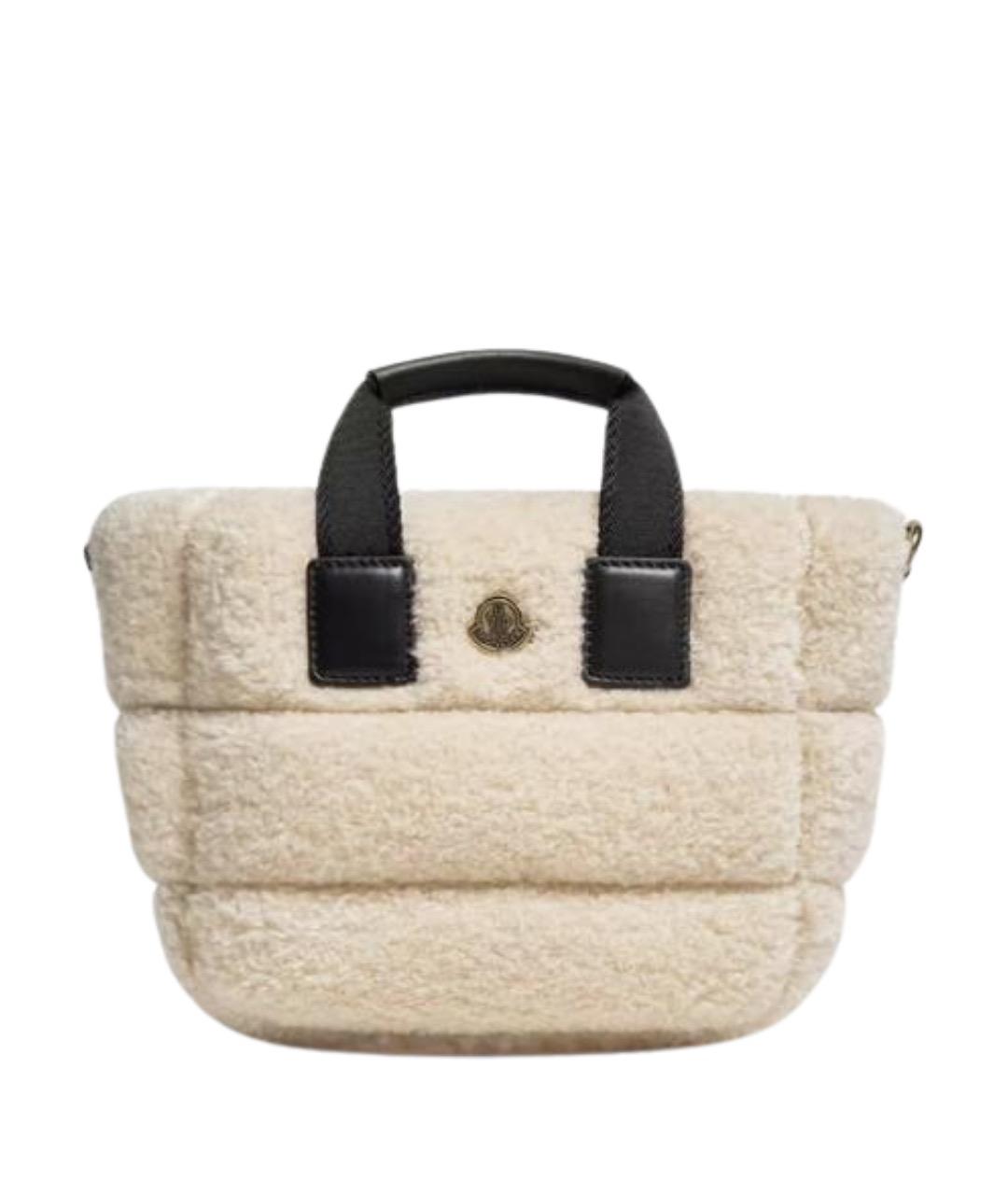 MONCLER Бежевая синтетическая сумка с короткими ручками, фото 1