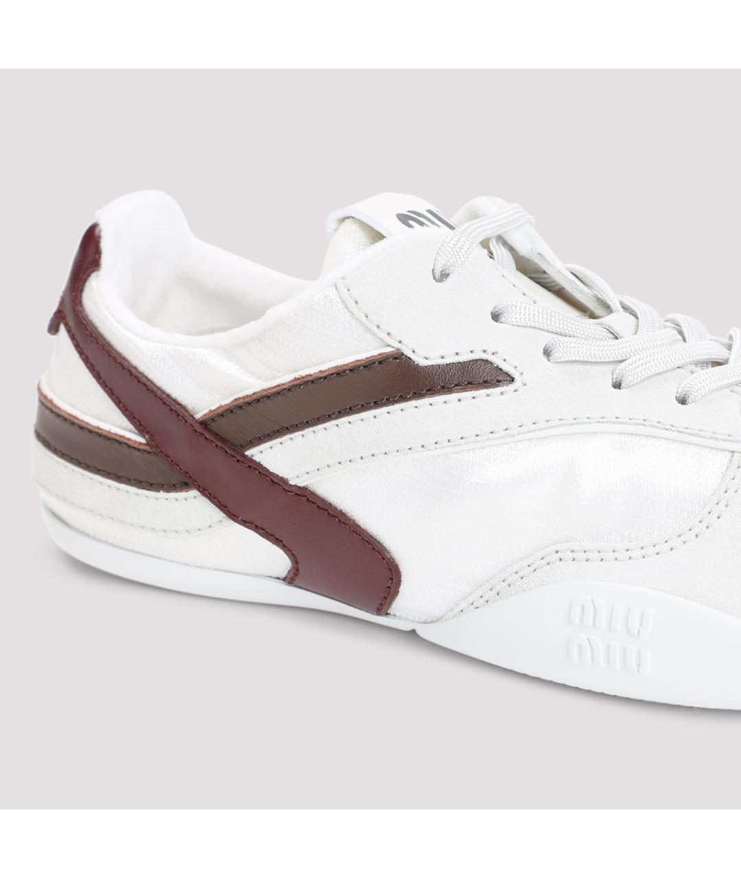 MIU MIU Белые кожаные кроссовки, фото 4